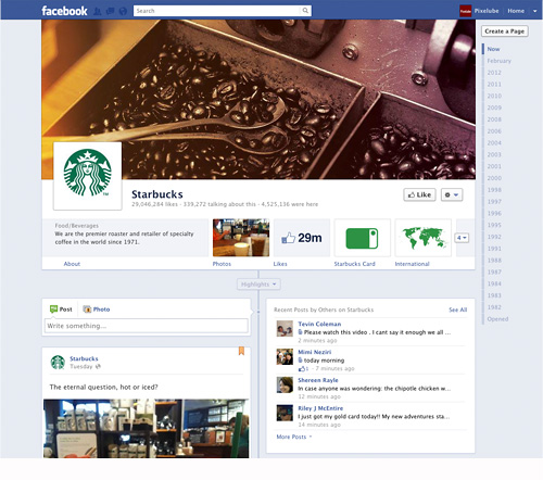 Facebook Timeline Business Page - Starbucks