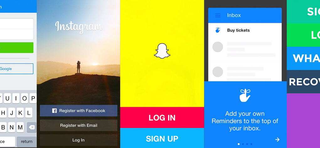 Snapshots of the Signup User Experience via Some of Our Most Popular Apps Today